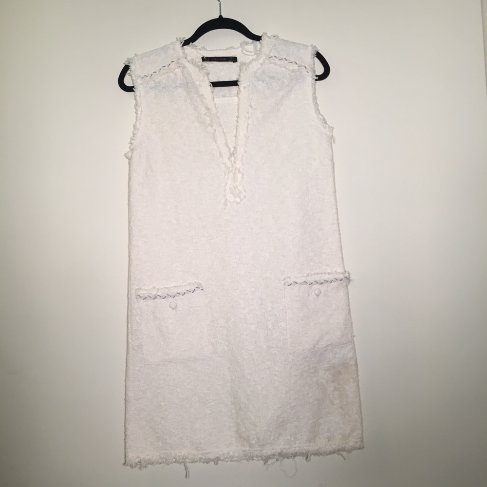 Chanel-esque White Tweed Dress